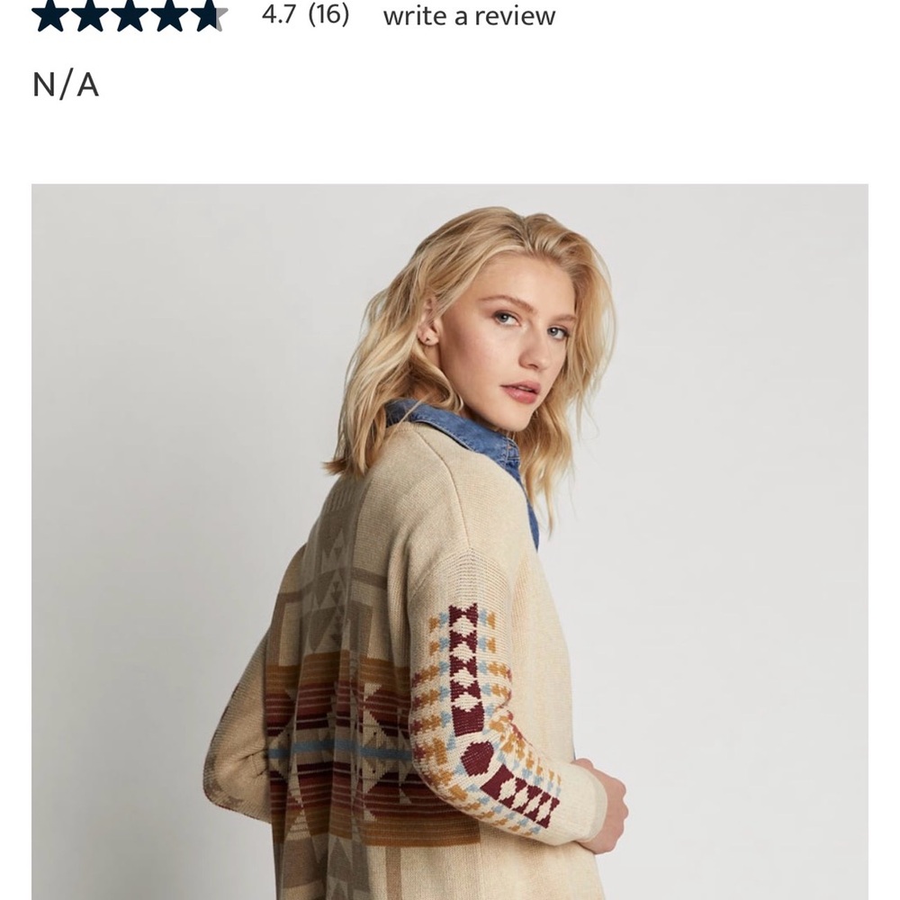 Pendleton Tan Southwestern Pattern Cardigan - Picture 2 of 9